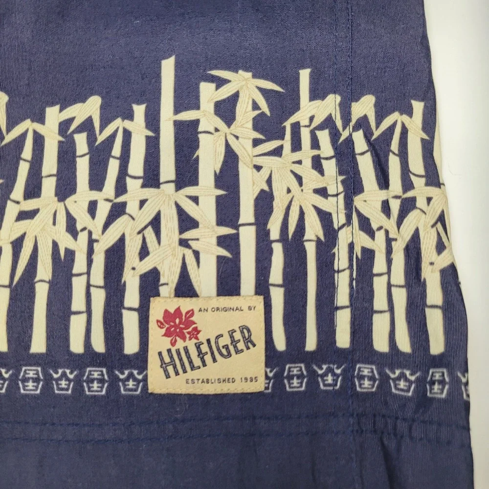 Tommy Hilfiger Mens Blue Bamboo Print‎ Swim Shorts Trunks Large Board Shorts